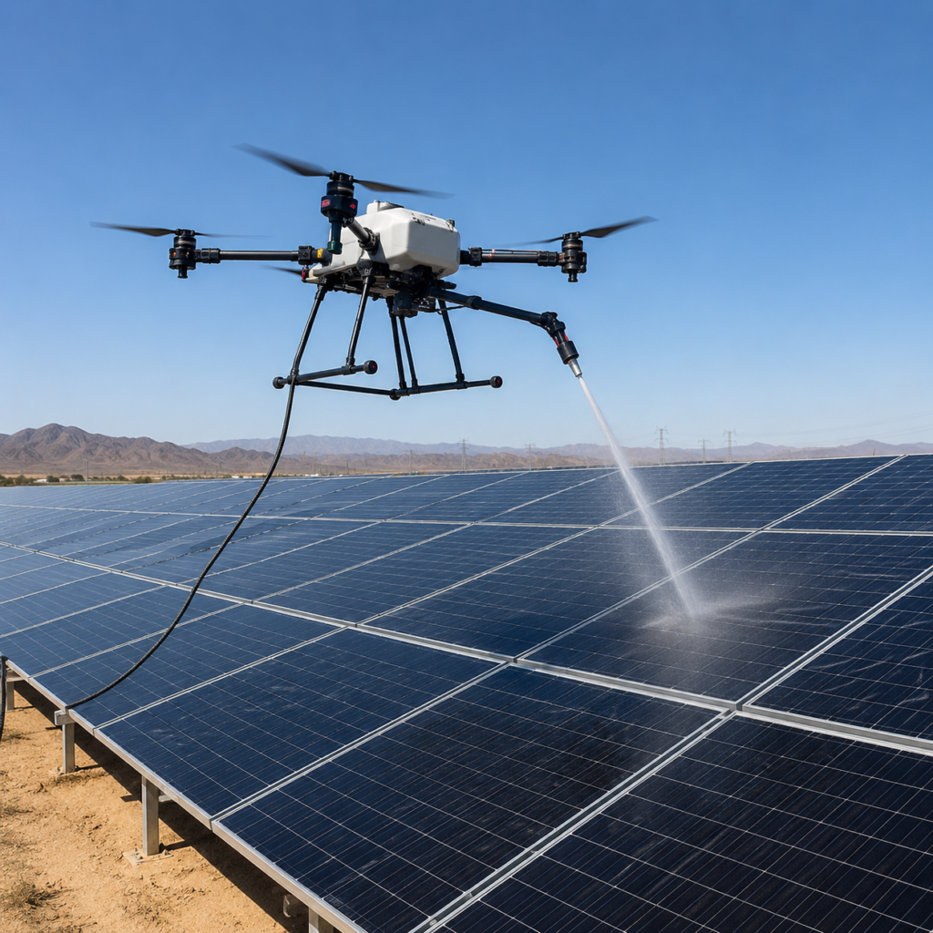 Solar Panel Cleaning with Drones