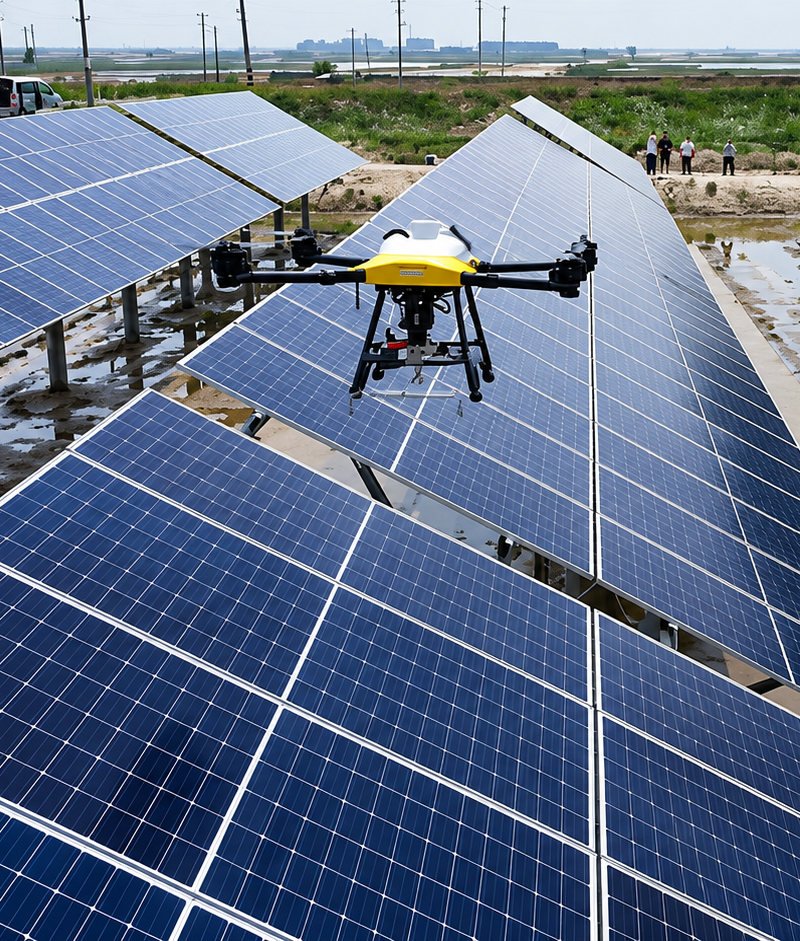 Solar Panel Cleaning with Drones