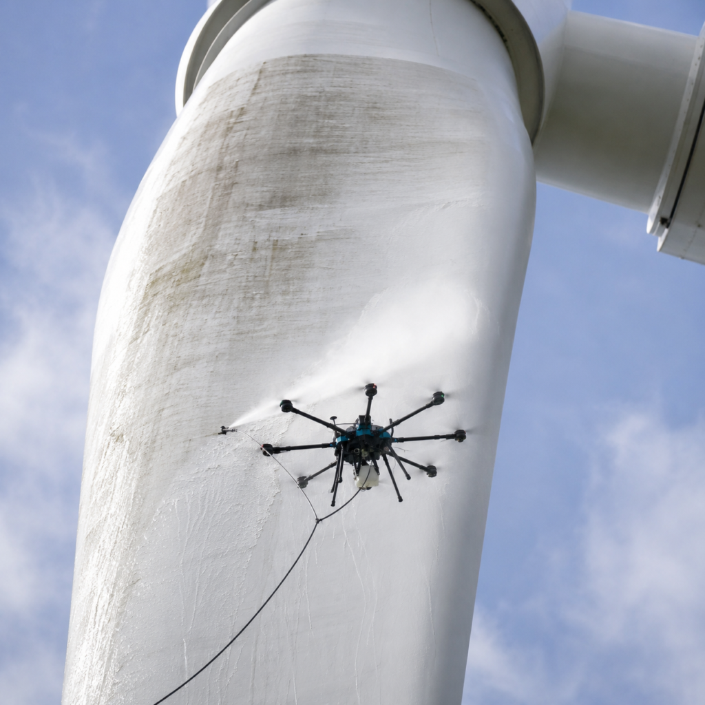 Wind Turbine Cleaning with Drones